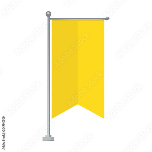 Yellow vertical flag on pole, flat design