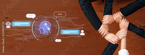Foto Futuristic AI assistant with autonomous agent capabilities, AI natural language understanding, and seamless business workflow AI integration