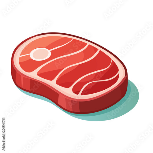 Raw steak illustration in isometric flat design