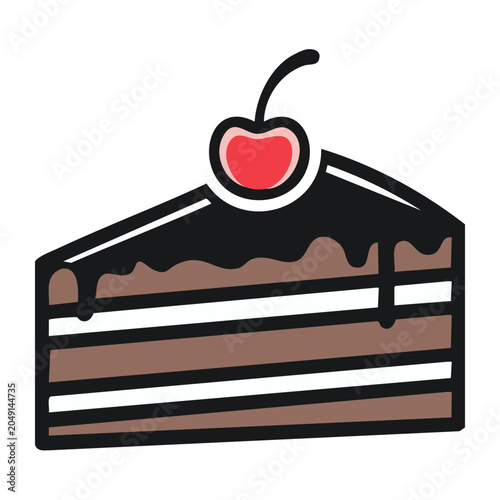 Slice of chocolate cake with cherry on top