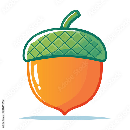 Stylized acorn icon with green cap and orange body