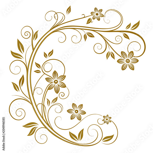 Canvas Print Elegant gold floral flourish decorative design element with flourish decorative