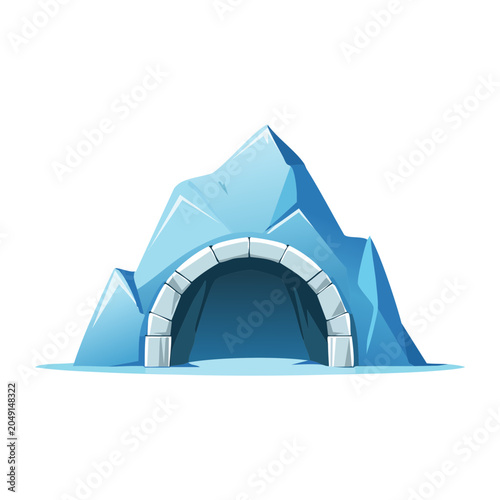 Stylized Ice Cave Entrance with Stone Archway