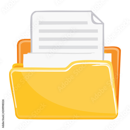 Yellow folder with documents icon