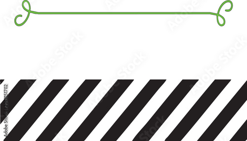 Картината върху платно Green line with curly ends and black diagonal stripes on white background vector