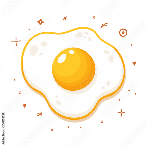 Stylized fried egg illustration with decorative elements