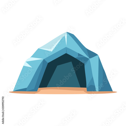 Stylized ice cave entrance with sandy ground