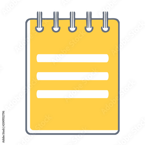 Yellow notebook icon with lines and spiral binding
