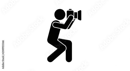 Tableau sur toile Stick figure photographer holding camera and taking picture.