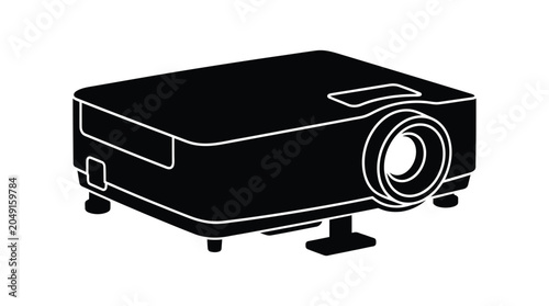 Bild auf Leinwand Projector silhouette on a white background flat vector illustration
