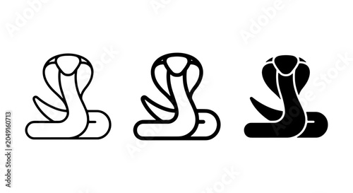 Foto Cobra Snake Icons Set: Outline, Line Art, and Silhouette Vector Graphics for Wil