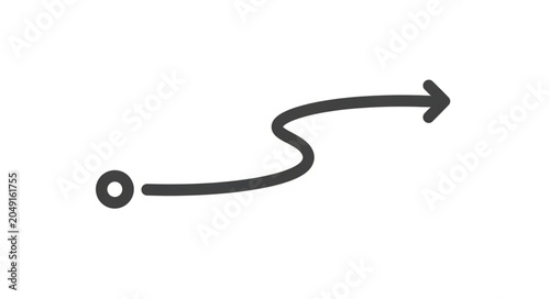Foto Hand drawn arrow showing a winding path from a circle to an arrow