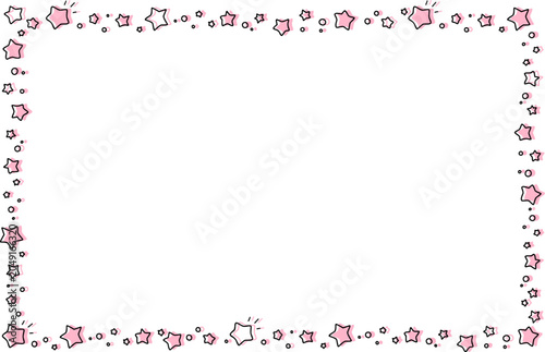 Cute Pink Star Doodle Frame with Transparent Background