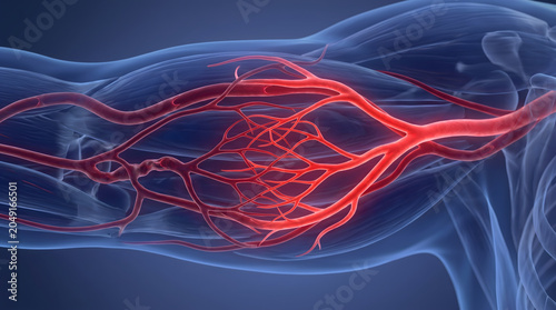 human circulatory system blood vessels 3d render