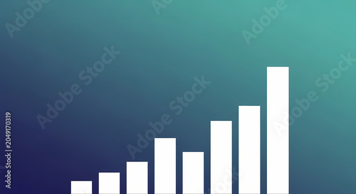 Minimal Financial Growth Bar Chart on Blue Gradient Background Vector Illustration