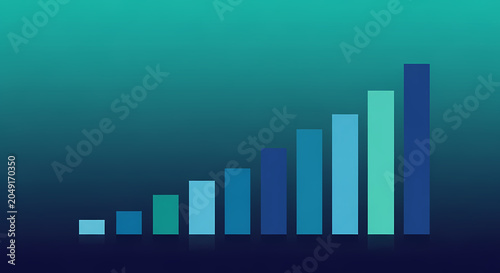 Minimal Financial Growth Bar Chart on Blue Gradient Background Vector Illustration