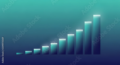 Minimal Financial Growth Bar Chart on Blue Gradient Background Vector Illustration