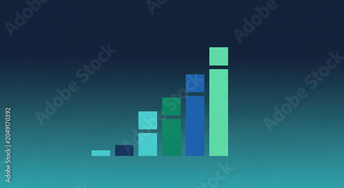 Minimal Financial Growth Bar Chart on Blue Gradient Background Vector Illustration