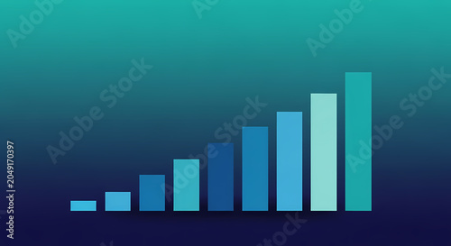 Minimal Financial Growth Bar Chart on Blue Gradient Background Vector Illustration