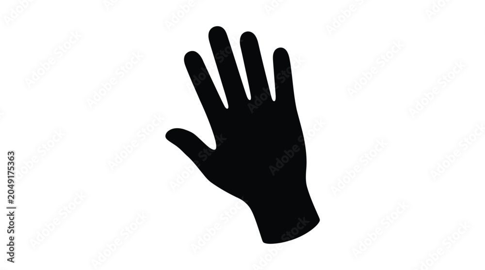 Obraz premium Simple minimal black silhouette of a hand with palm facing forward