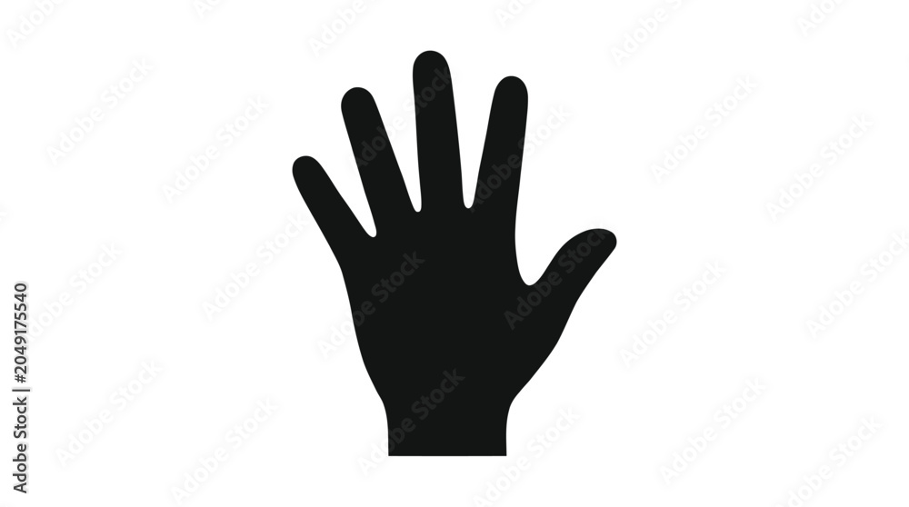 Fototapeta premium Simple minimal black hand silhouette with palm facing forward