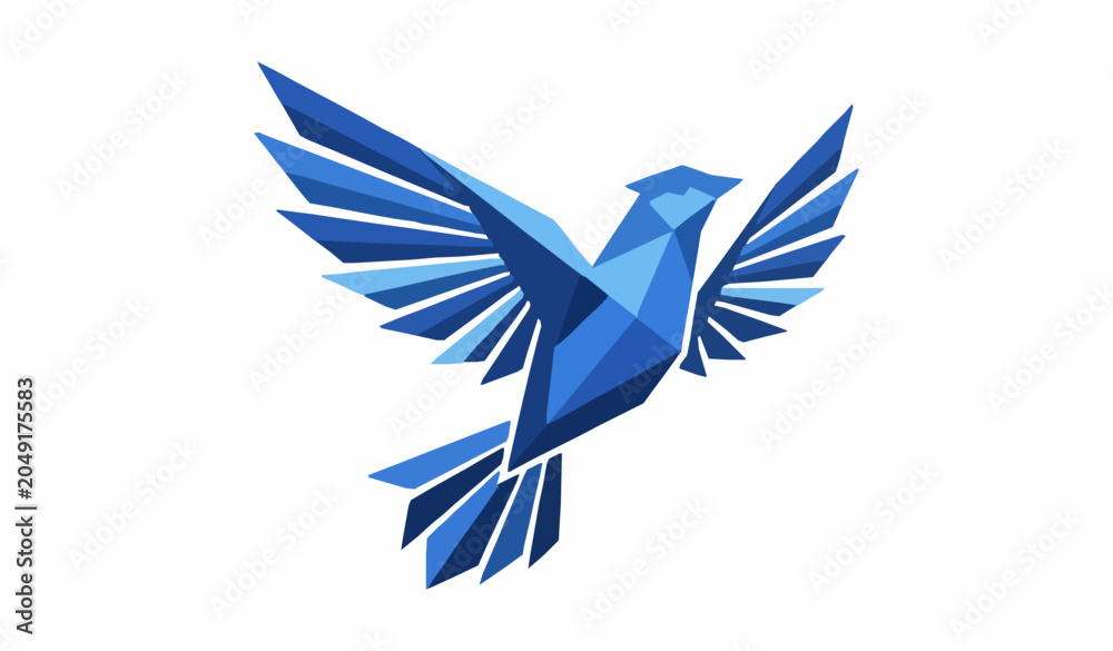 Fototapeta premium Geometric Blue Dove Wing Icon Vector Illustration for Growth and Success