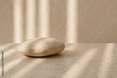 Zen Stones on Beige Background with Natural Shadow