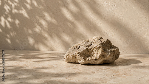 Zen Stones on Beige Background with Natural Shadow