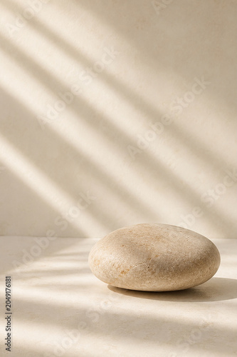 Zen Stones on Beige Background with Natural Shadow