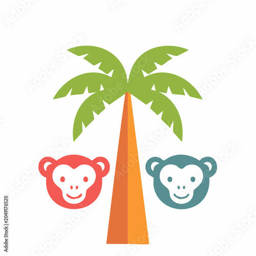 Palm Tree and Two Monkeys Icon