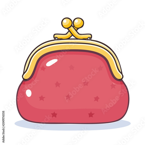 Pink coin purse with stars and gold clasp