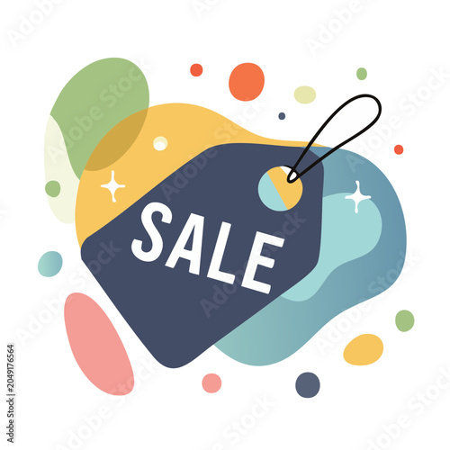 Sale tag with abstract shapes and dots
