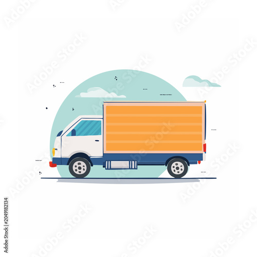 Flat design illustration of a delivery truck
