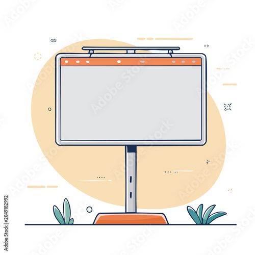 Flat design illustration of a blank billboard