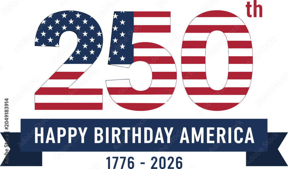 Obraz premium Celebrating 4th of july 250th birthday of the usa with patriotic stars and stripes design