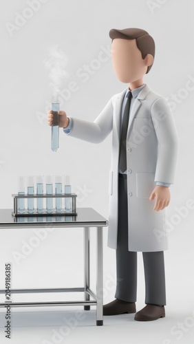 Scientist Holding Test Tube with Steam