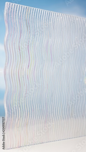 Wavy Glass Panel with Colorful Inclusions