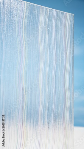 Wavy Transparent Plastic Sheet with Rainbow Reflections