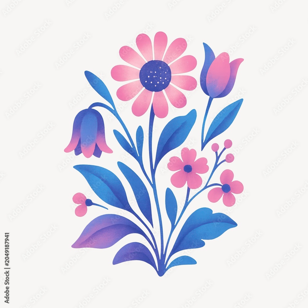 Obraz premium Vibrant floral illustration with gradient.