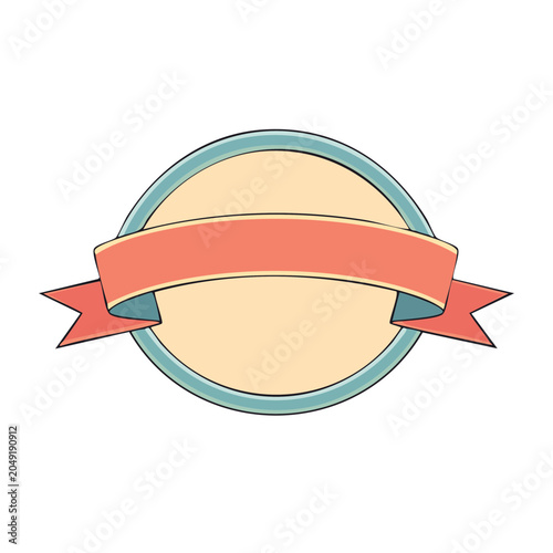 Retro badge with ribbon and copy space