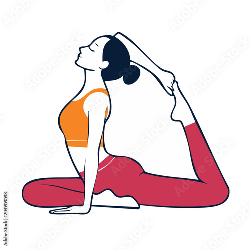 Woman in yoga pose, flat design illustration