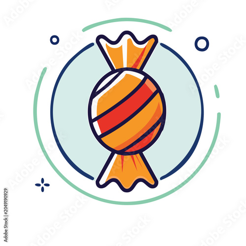 Wrapped candy icon in flat design style