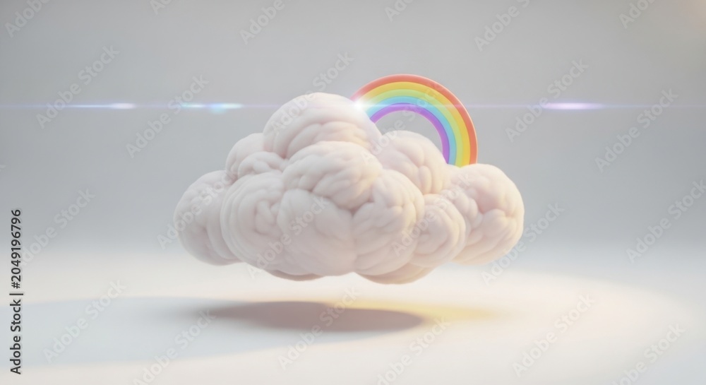 Obraz premium Rainbow Arching Over Fluffy Cloud