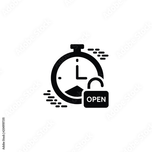 An open padlock symbol is placed next to a stopwatch, representing a time-sensitive opportunity or unlocked access.