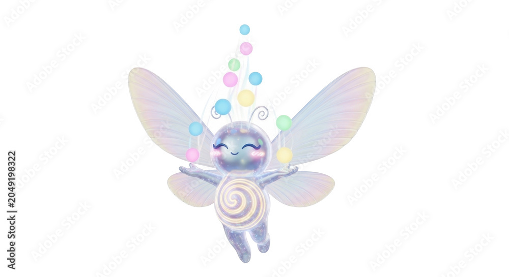 Naklejka premium Whimsical candy fairy with pastel wings