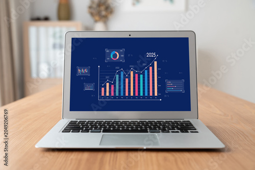 Business data dashboard provide business intelligence analytic for marketing strategy planning brisk with big data set to analyze customer demands and foreseeing business future