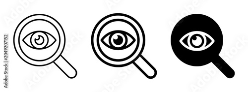 Foto Magnifying Glass with Eye Icons, Search and Discovery Symbols, Vector Graphics S