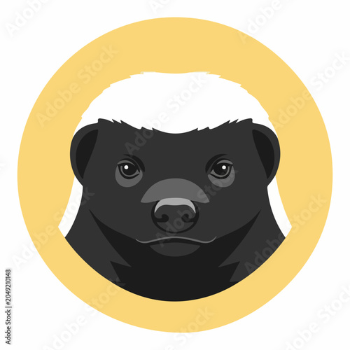 Fotografía Honey Badger Portrait Illustration.