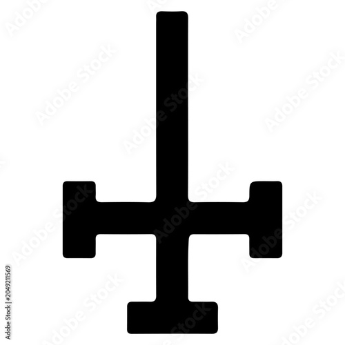 Foto Inverted Cross Symbol Black Silhouette.