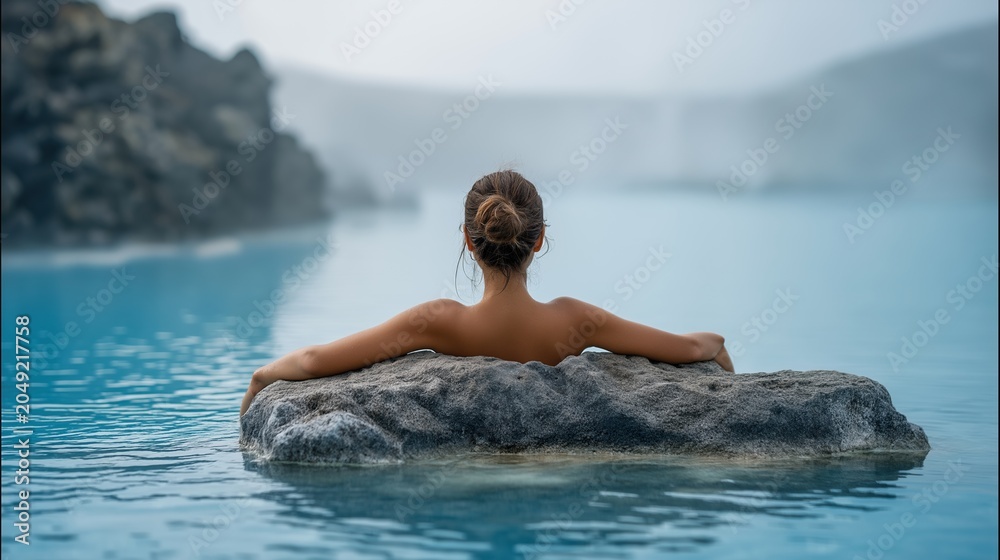 Fototapeta premium Tranquil Relaxation at Geothermal Spa | Wellness and Travel Concept